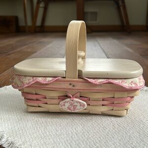 Longaberger 2000 Whitewashed Horizon of Hope Basket 🤍🩷